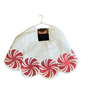 Rachel Zoe Peppermint Tree Skirt Christmas Holiday Red & White Swirl 52in New
